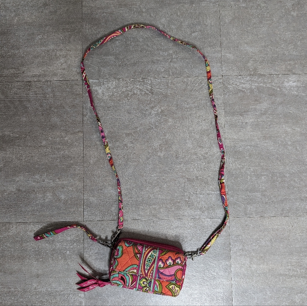 Vera Bradley All Together Wallet Crossbody Purse Pink And Orange Swirls